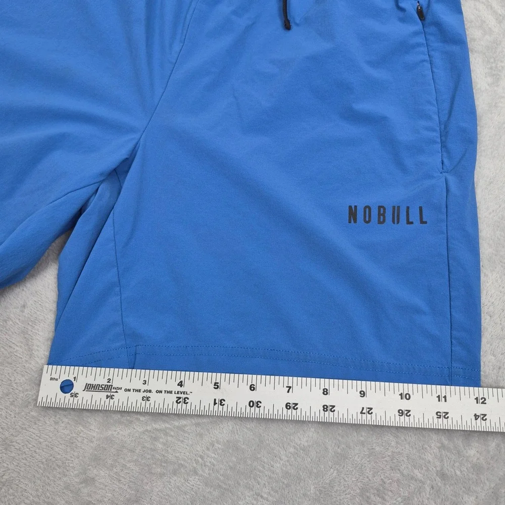NOBULL Mens L Performance Training Athletic Gym Shorts Blue Black 7in Inseam - Picture 4 of 9